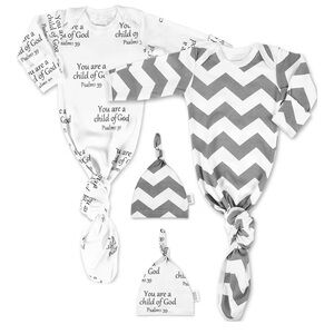 Gray and White Baby Gown and Hat Set 2for$20